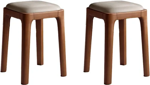 Miniatura 22 de Wooden Dining Chairs Backless,Kitchen Chairs Stool Stackable,Dining Room Chair with PU Leather Cushion,Square Living Room Chair for Kitchen, Dining