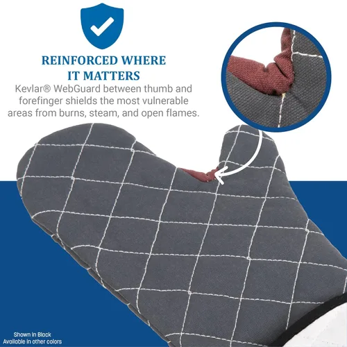 Miniatura 4 de San Jamar Manopla de horno Bestguard con Webguard Plus reforzado, algodón, 17 pulgadas, negro