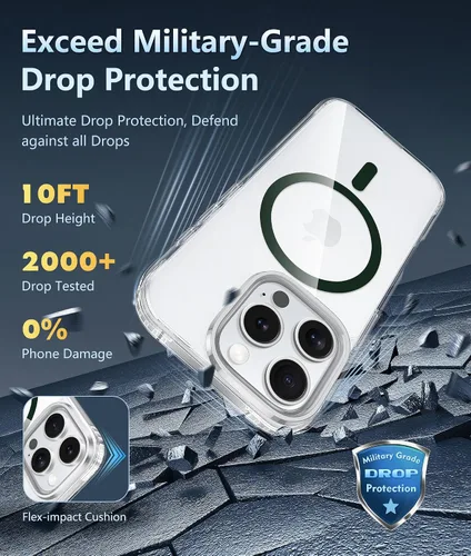 Miniatura 545 de FNTCASE Funda para iPhone 13 Pro-Max: Fundas magnéticas transparentes compatibles con Magsafe Slim anti amarillamiento protección contra caídas