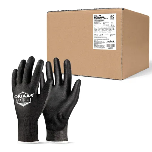Miniatura 27 de OKIAAS Guantes de trabajo para hombre, guantes ultra delgados y ligeros con agarre, juego de 12 pares de guantes de construcción con revestimiento