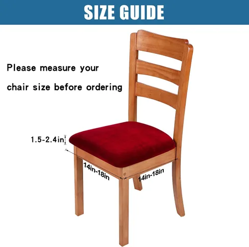 Miniatura 6 de Smiry - Fundas de asiento de terciopelo para sillas de comedor, juego de 4, ajuste elástico, extraíbles, lavables, protectores de cojín de asiento
