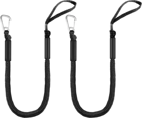 Miniatura 10 de Líneas de muelle elástico para barcos – Amarres ajustables para pontón, moto acuática, PWC, kayak Líneas de amarre de crucero pequeñas de un solo