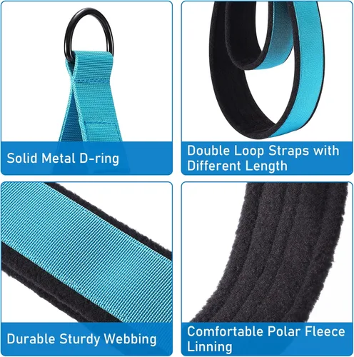 Miniatura 3 de Correas TOBWOLF para Pilates - Correas de doble bucle con anilla en D para Reformer, acolchadas, para entrenamiento en casa o en el gimnasio Azul