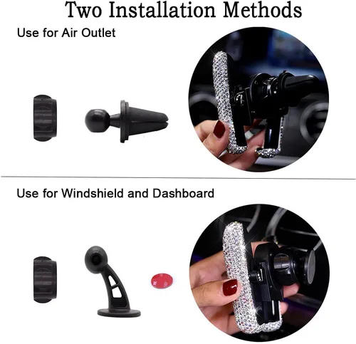 Miniatura 5 de SUNCARACCL - Soporte para teléfono de coche Bling, montaje automático para salida de aire del salpicadero mini, soporte universal ajustable de 360°