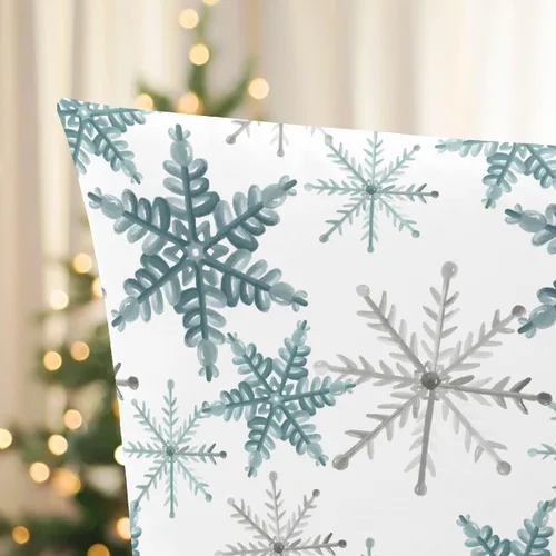 Miniatura 6 de CaliTime Fundas de Cojín Decorativo de Navidad 16 X 16 Pulgadas Paquete de 2 Acogedoras Fundas de Cojín de Vellón con Copos de Nieve para Sofá