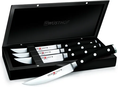 WÜSTHOF Classic IKON - Juego de cuchillos para carne de carbono (4 piezas)