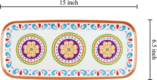 Miniatura 3 de UP ware Cinco de Mayo - Bandeja rectangular de melamina para servir, 15 x 6.5 pulgadas, bandeja de comida sin BPA para entretenimiento en fiestas