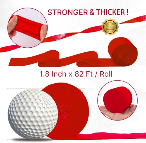 Miniatura 6 de PartyWoo Serpentinas de papel crepé rojo, 6 rollos de 492 pies, paquete de papel crepé rojo para graduación, Navidad, Día de San Valentín, Día