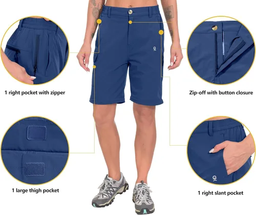 Miniatura 4 de Little Donkey Andy Pantalones convertibles elásticos para mujer, pantalones de senderismo de secado rápido con cremallera