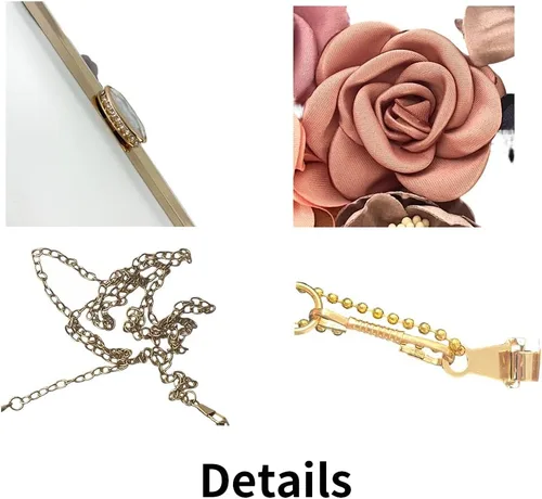 Miniatura 6 de Shiiriin Bolso de mano floral 3D para mujer, hecho a mano con perlas, perfecto para novias, bodas y fiestas