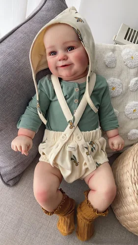 Miniatura 5 de TERABITHIA Muñeca de bebé real de 20 pulgadas de tamaño real para dibujar a mano, sonriente y realista, hecha a mano en cuerpo completo, muñeca