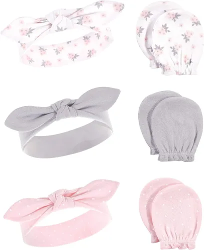 Miniatura 23 de Hudson Baby Conjunto de diadema de algodón y manoplas para rascar para bebé
