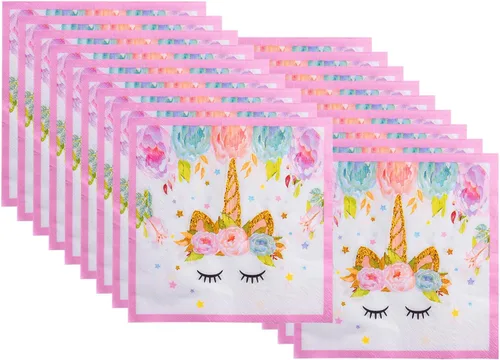 Miniatura 4 de Juego de suministros de fiesta de unicornio arcoíris – Sirve 25 – Incluye pancarta de unicornio, platos, vasos, servilletas, pajitas y manteles