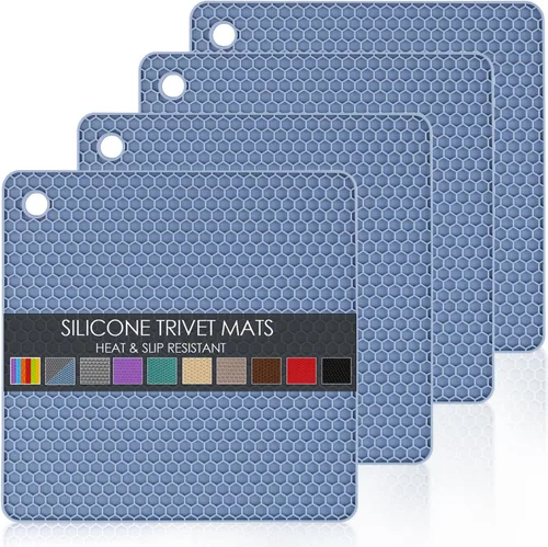 Miniatura 16 de Salvamanteles de silicona para platos calientes, soportes multiusos para ollas, 4 unidades, 2 tamaños de 7 pulgadas y 9 pulgadas, resistentes al 03