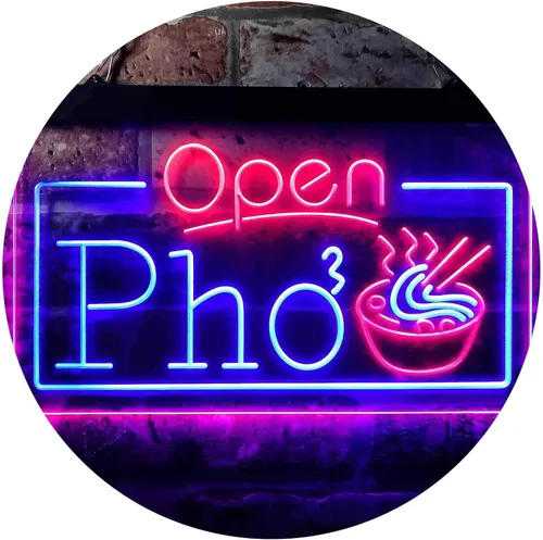 ADVPRO Open Pho Vietnam Fideos Shop Letrero de neón LED de doble color, azul y rojo, 16 x 12 pulgadas st6s43-i3655-br