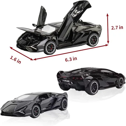 Miniatura 5 de Coche de Juguete Lambo Sian FKP3 Modelo de Coche Fundido con Luces y Sonido, Coche de Juguete con tracción trasera para niños de 3, 4, 5, 6 + años