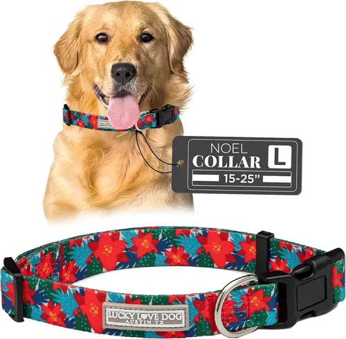 Miniatura 68 de Lucky Love Dog - Collar de perro ajustable con hebilla de fácil clic para los grandes, duradero y cómodo para perros machos y hembras, collar