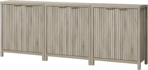 Miniatura 11 de Oakham Home Oxford - Armario de almacenamiento, aparador acanalado con estantes ajustables, consola moderna de acento Credenza, juego de 4