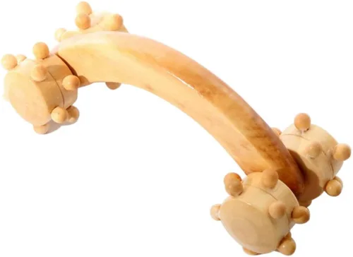 Milisten Masajeador de mano Herramientas de madera Rodillo de cuatro ruedas Rodillo Cuerpo Cuello Hombro Relajación Herramienta