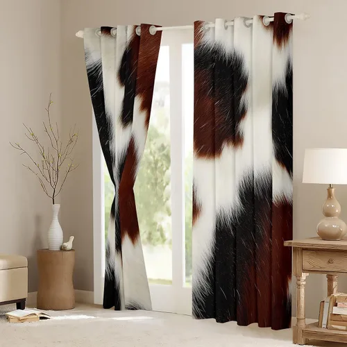 Miniatura 4 de Erosebridal Cortinas opacas con estampado de vaca lindo 30-50% para dormitorio, cortinas de piel de vaca de 38 pulgadas de ancho x 45 pulgadas