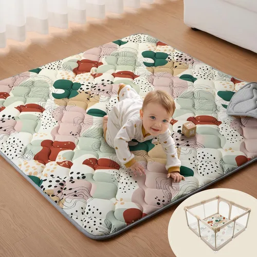 Blissful Diary Alfombras de Juego para Bebés para Piso, Alfombra de 50x50 Pulgadas para Gatear para Corral, Alfombras de Juego de Espuma con