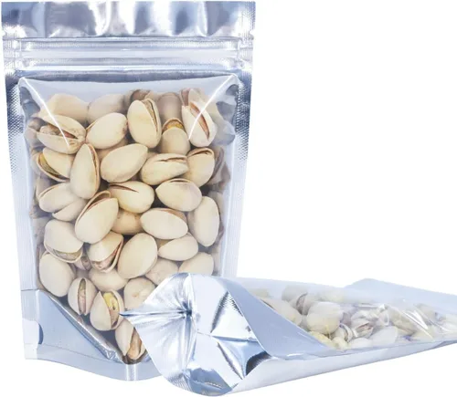 Miniatura 8 de Paquete de 100 bolsas de Mylar para almacenamiento de alimentos, papel de aluminio resellable, bolsa transparente de pie con ventana frontal de 3.94