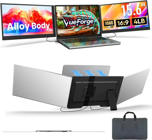 Miniatura 10 de Extensor de pantalla para laptop, monitor de pantalla dual FHD 1080P de 14 pulgadas para portátil, monitor portátil ultraligero con USB-C/HDMI, Plug