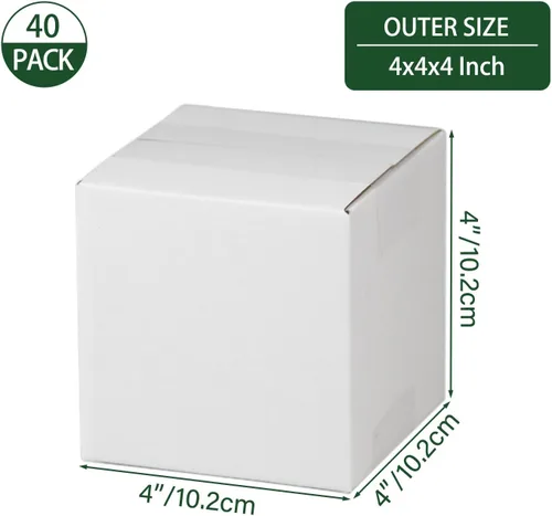 Miniatura 2 de Cajas de envío de 4 x 4 x 4 pulgadas, juego de 40, caja de cartón corrugado blanca para envío postal de documentación para pequeñas empresas Blanco