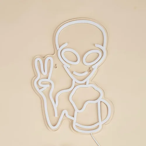 Miniatura 6 de Letrero de neón LED de neón de alienígenas, luz nocturna alimentada por USB, arte de pared 3D y sala de juegos, dormitorio, sala de estar, Verde