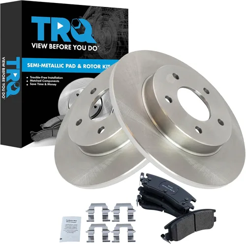 Miniatura 61 de TRQ Juego de pastillas de freno semimetálicas traseras y rotores compatibles con Chevrolet Trailblazer 02-06 Trailblazer EXT 04-06 SSR 02-07 GMC