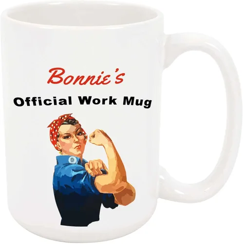Bonnie Taza de café – Taza de trabajo oficial de cerámica personalizada con nombre, idea de regalo personalizada para mujeres/niñas, regalo