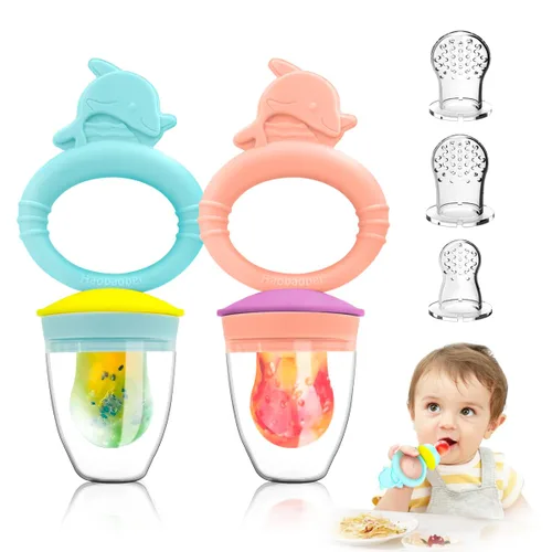 Miniatura 16 de Chupón alimentador de sólidos/frutas congeladas para bebés, juguete mordedor infantil 4M+, bolsa de silicona sin BPA y pezón, introduce sólidos