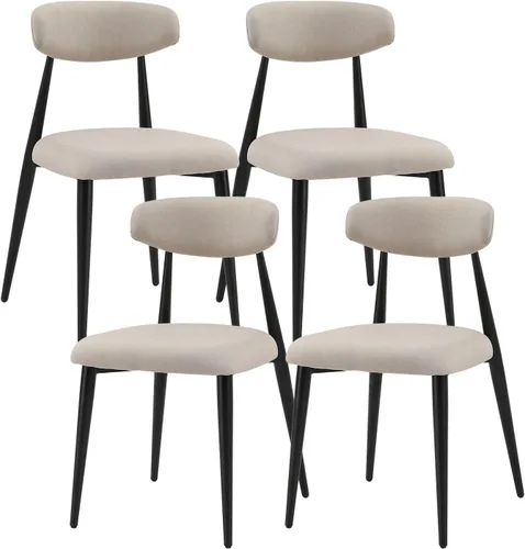 Miniatura 13 de JUSTONE Juego de 2 sillas de comedor grises, tapizadas con patas de metal negro, estilo moderno de mediados de siglo para comedor y cocina