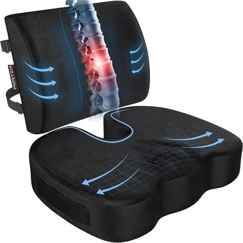 Miniatura 25 de FORTEM Cojín para Silla de Oficina, Cojín para Silla de Oficina, Almohada de Apoyo Lumbar para Silla de Oficina, Espuma Viscoelástica para Aliviar
