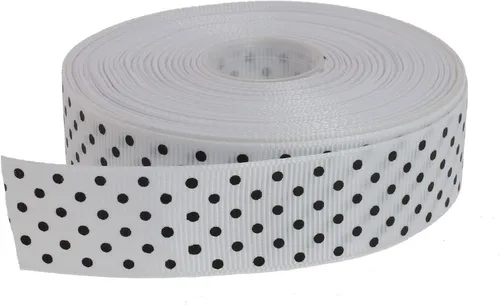 Miniatura 41 de Cinta de grogrén de lunares de 25 yardas cada rollo 100% poliéster (1 pulgada, beige)