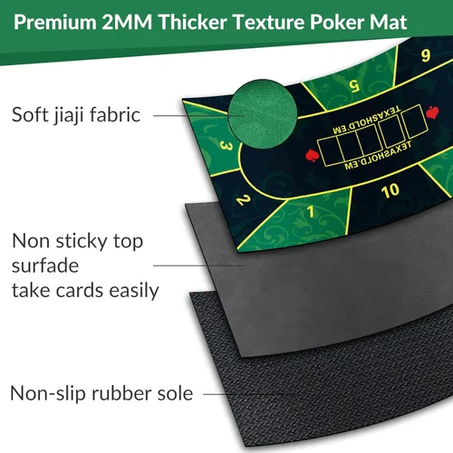 Miniatura 4 de nuveti Mesa de póquer de 47 x 24 pulgadas, cubierta de mesa de póquer portátil Texas Hold'em, mesa de póquer plegable, parte inferior de goma 47 X