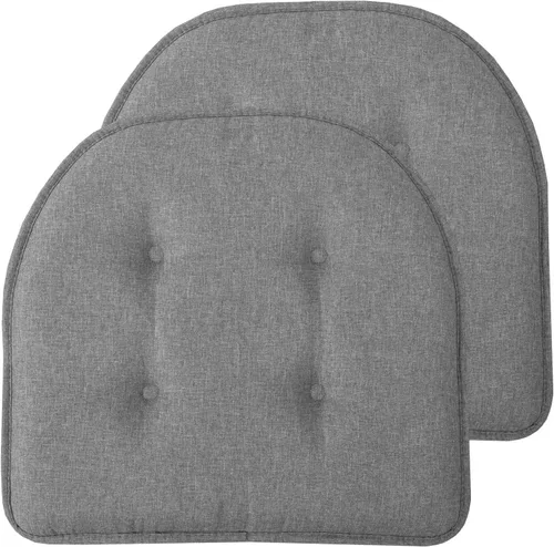 Miniatura 76 de Sweet Home Collection - Cojín de espuma viscoelástica para silla con capitoné, antideslizante, parte trasera de goma, en forma de U, 17 x 16 Piel