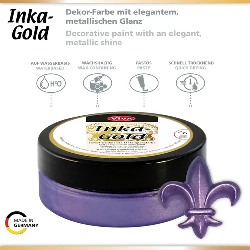 Miniatura 4 de Viva Decor Inka Gold Gilding Wax2.3 oz (violeta) - Pasta de pulido metálica a base de cera de fácil aplicación. Brillo metálico de secado rápido