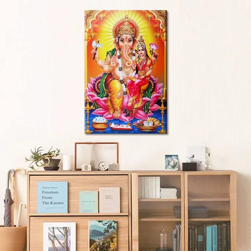 Miniatura 3 de TUMOVO Lord Ganesha - Decoración de pared Ganapati de Deidad india, cuadros impresos en lienzo, pósteres de pintura hinduismo cultural hindú