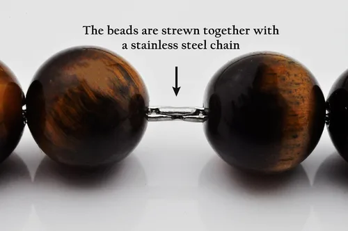 Miniatura 4 de Pulsera de eslabones Franco de acero inoxidable con cuentas de piedras preciosas genuinas