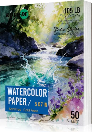 50 hojas de papel de acuarela de 5 x 7 pulgadas