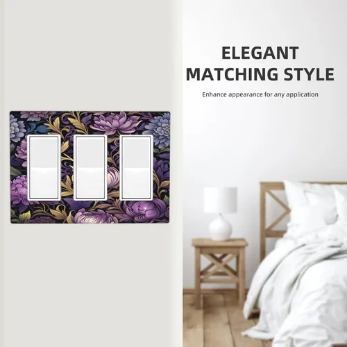 Miniatura 65 de Decorative Outlet Covers Blue Background White Cat Daisy Floral 2-Gang 1-Gang Wall Plate Single Toggle/Rocker Farmhouse Style Light Switch Covers