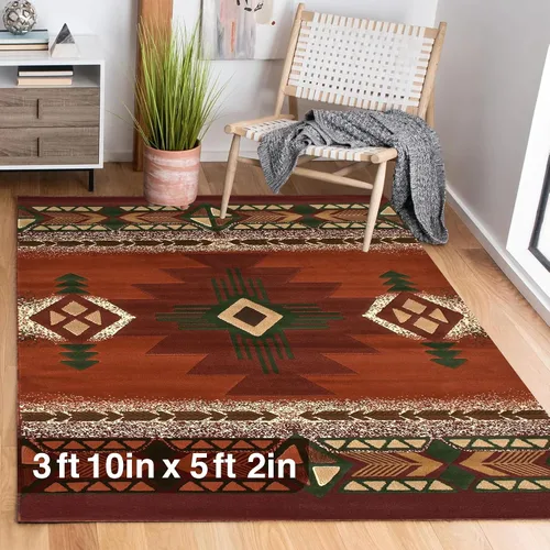 Miniatura 65 de YHSF South West - alfombra estilo nativo americano del suroeste C318 - fácil de limpiar, gruesa, suave, duradera, alfombra inspirada en tribus