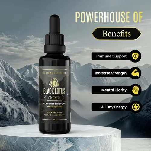 Miniatura 3 de Black Lotus - Tintura líquida de resina Shilajit pura, 1.7 fl oz, 100% Shilajit natural puro para hombres y mujeres con aminoácidos, 175 mg de ácido
