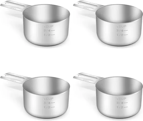 Miniatura 20 de 1 pieza taza medidora individual de 2/3 tazas (160ml, 5.3oz), cuchara medidora de acero inoxidable, medida métrica y estadounidense, apta