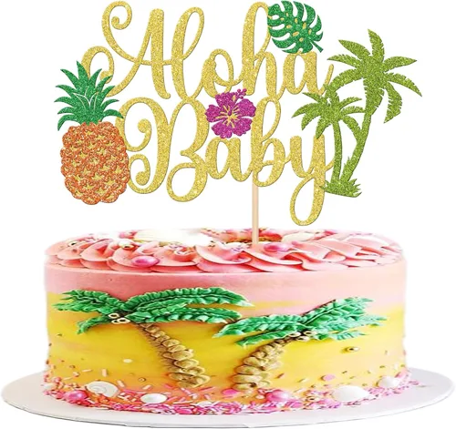 Miniatura 8 de 1 pieza de decoración de pastel de flamenco con purpurina para palmera, tortuga, hoja, flor, piña, flamenco, decoración para tartas tropicales