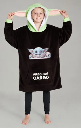 Miniatura 7 de Disney The Mandalorian - Manta con capucha para niños y adolescentes, manta de forro polar Baby Yoda Marrón/Verde