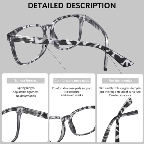 Miniatura 3 de Paquete de 5 lentes de lectura con bloqueo de luz azul, lectores de bisagra de resorte para mujeres y hombres, anteojos nerd con filtro anti rayos