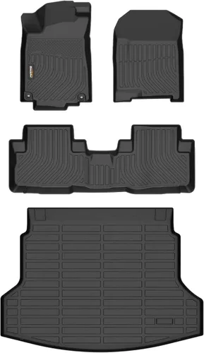 Miniatura 18 de Alfombrillas para todo tipo de clima y forro de carga para Volkswagen Atlas 2018-2025 (asiento de cubo de 6 pasajeros), juego completo de 3 filas