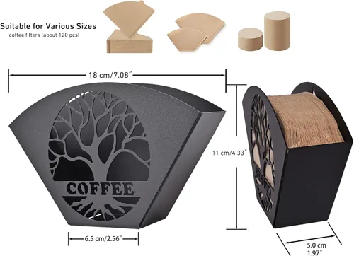 Miniatura 4 de Elegante soporte para filtro de café con forma de ventilador de hierro para extender uniformemente los filtros, estante de filtro de café